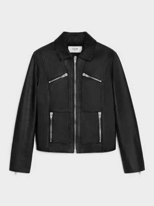 Leather Blouson Jacket Black - CELINE - BALAAN 2