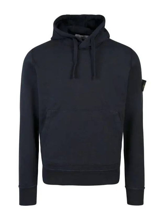 Logo Patch Drawstring Hoodie Navy - STONE ISLAND - BALAAN 2