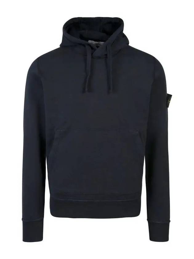 Logo Patch Drawstring Hoodie Navy - STONE ISLAND - BALAAN 3