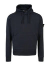 Logo Patch Drawstring Hoodie Navy - STONE ISLAND - BALAAN 3