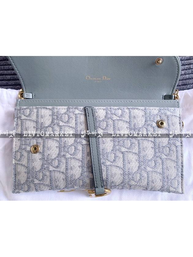 Oblique Saddle Chain Wallet Cross Bag Gray - DIOR - BALAAN.