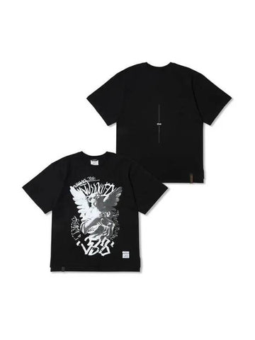 Angel Oversized Short Sleeves T Shirts Black - STIGMA - BALAAN 1