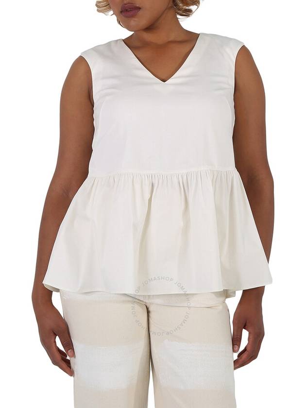 Max Mara Weekend Ladies Nebbie White Peplum Blouse, Brand Size 38 (US Size 4) - MAX MARA - BALAAN 1