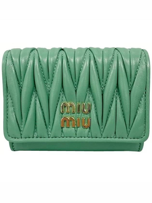 Matelasse Nappa Leather Card Wallet Sage Green - MIU MIU - BALAAN 3