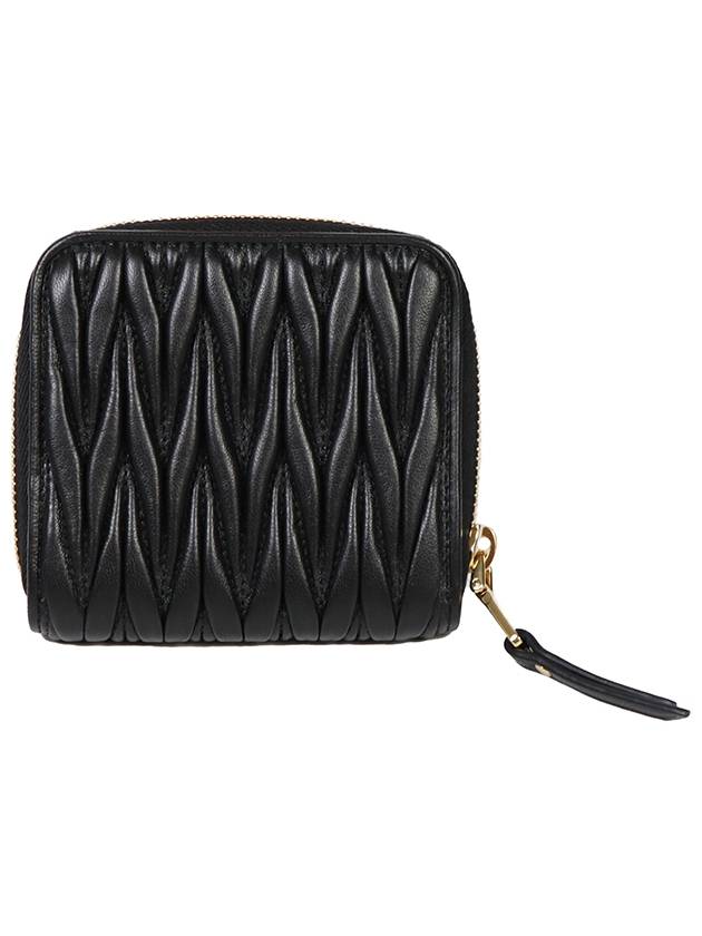 Matelasse Logo Zip Around Half Wallet Black - MIU MIU - BALAAN 3