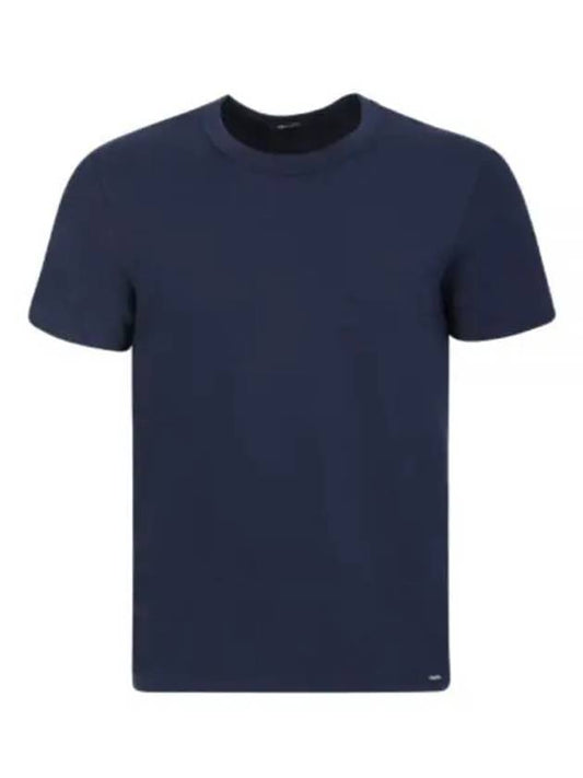 Cotton Crew Neck Short Sleeve T-Shirt Navy - TOM FORD - BALAAN 2