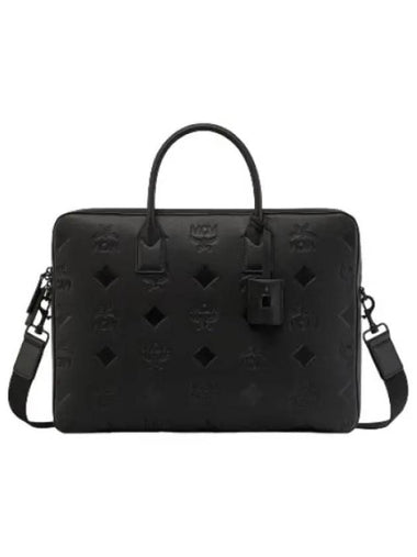 Maxi Monogram Leather Briefcase - MCM - BALAAN 1