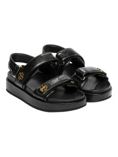 Kira Sports Logo Leather Sandals Black - TORY BURCH - BALAAN 2