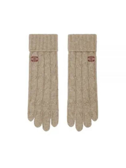 Triomphe Cable Knit Cashmere Gloves Light Taupe - CELINE - BALAAN 2