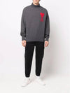 Big Heart Logo Wool Knit Turtleneck Grey - AMI - BALAAN 3