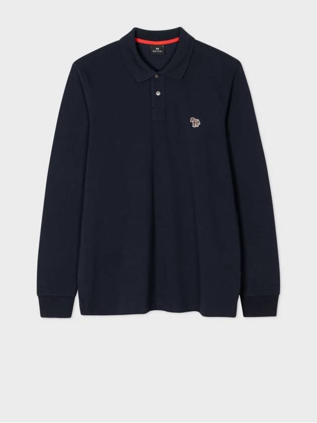 Zebra Patch Long Sleeve Polo Shirt Navy - PAUL SMITH - BALAAN 2