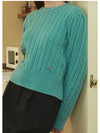 Women's Magnolia Wool Open Back Puff Knit Top Blue Green - MICANE - BALAAN 3