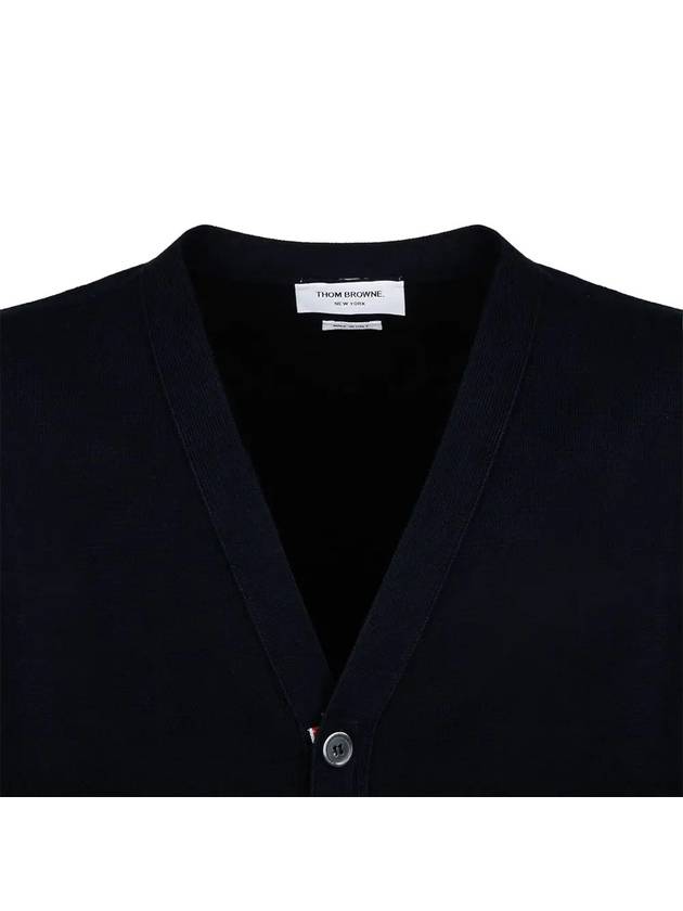 Milano Stitch Sprite Armband Cotton V-neck Cardigan Navy - THOM BROWNE - BALAAN 4