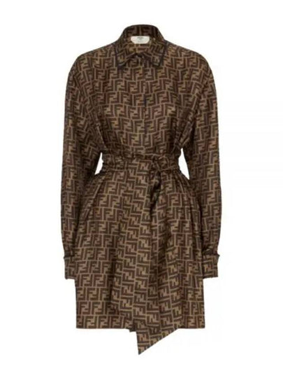 Twill Short Dress Brown - FENDI - BALAAN 2