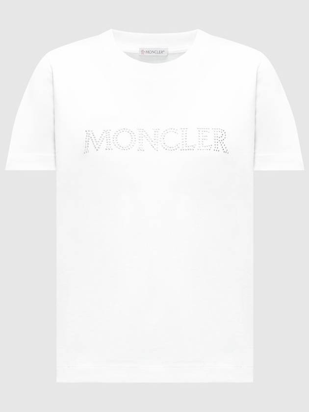 Crystal Beads Logo Short Sleeve T Shirt 8C00014 829HP - MONCLER - BALAAN 1