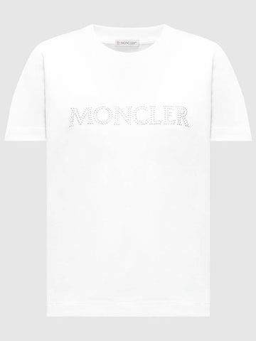 Crystal Beads Logo Short Sleeve T Shirt 8C00014 829HP - MONCLER - BALAAN 1