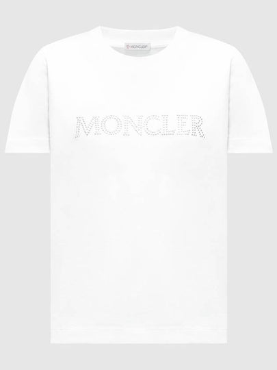 Women's Crystal Logo Short Sleeve T-Shirt White - MONCLER - BALAAN 2