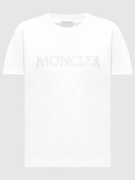 Crystal Beads Logo Short Sleeve T Shirt 8C00014 829HP - MONCLER - BALAAN 1