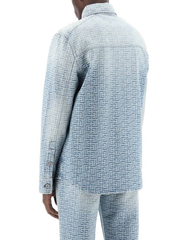 BALMAIN MONOGRAM JACQUARD DENIM SHIRT - BALMAIN - BALAAN 3