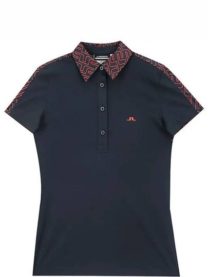 Women's Collar Short Sleeve Polo Shirt Navy - J.LINDEBERG - BALAAN 2