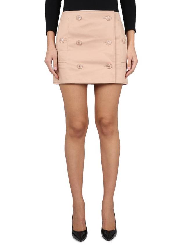 Women's Trench Mini Cotton Gabardine A-Line Skirt Pale Nude - BURBERRY - BALAAN 2