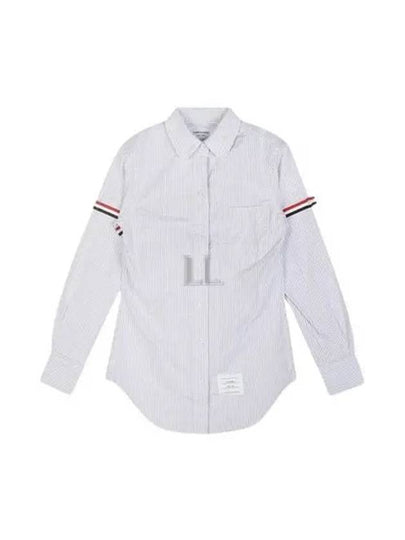 Women's Armband University Striped Oxford Shirt Medium Grey - THOM BROWNE - BALAAN 2