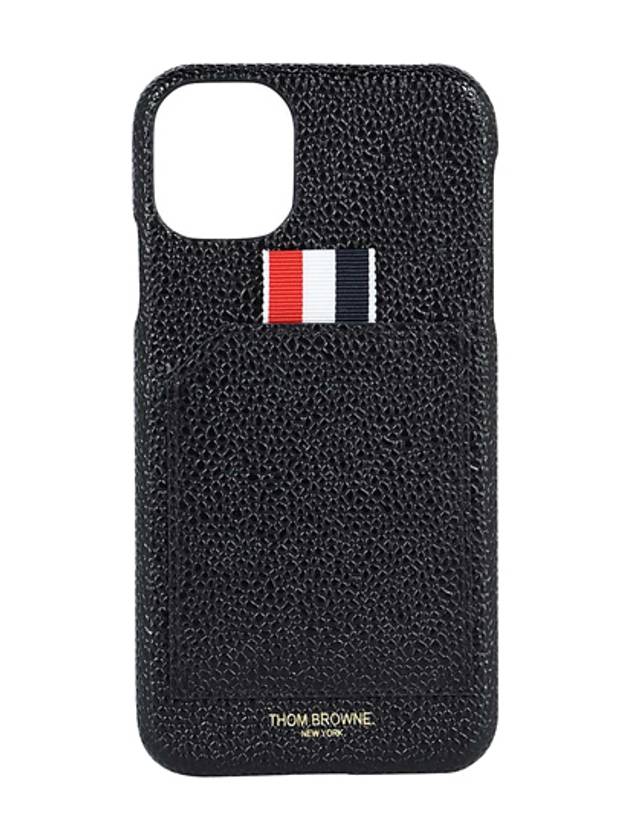 Pebbled Calfskin iPhone 11 Phone Case Black - THOM BROWNE - BALAAN.