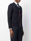 Men's Navy Classic Three-Stripe Backstripe Wool Cardigan - THOM BROWNE - BALAAN 5