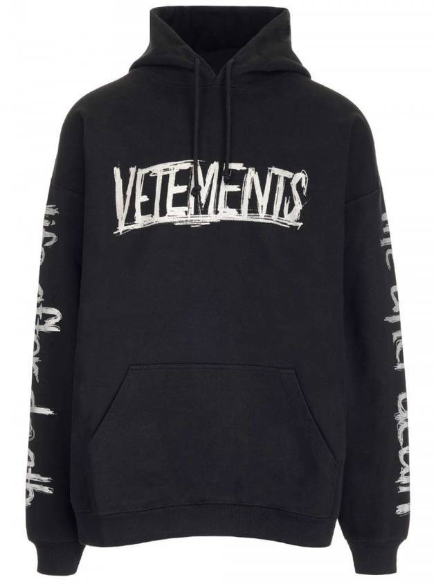 World Tour Logo Print Hoodie Black - VETEMENTS - BALAAN 1