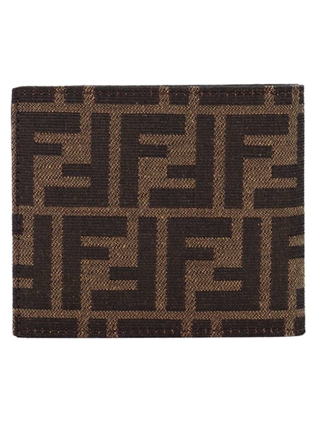 FF Fabric Leather Bifold Wallet Brown - FENDI - BALAAN 3