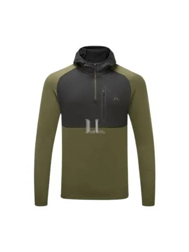 Men's Adam Quarter Zip Hoodie Forest Green - J.LINDEBERG - BALAAN 2