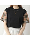 Vintage Check Sleeve Cotton Oversized T-shirt Black - BURBERRY - BALAAN 9