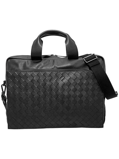 Men's Intrecciato Ultra Light Leather Brief Case Black - BOTTEGA VENETA - BALAAN 1