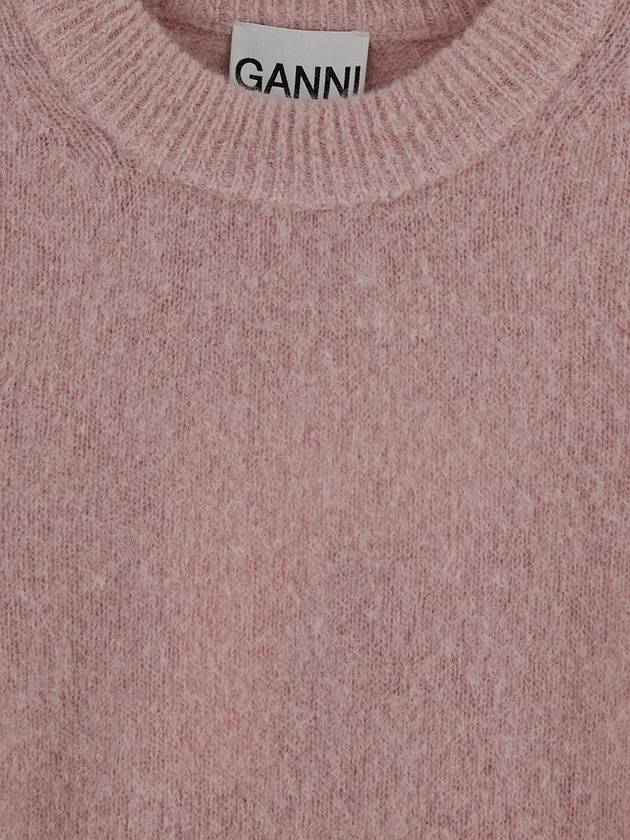 Brush Alpaca O Neck Knit Top Pink - GANNI - BALAAN 4