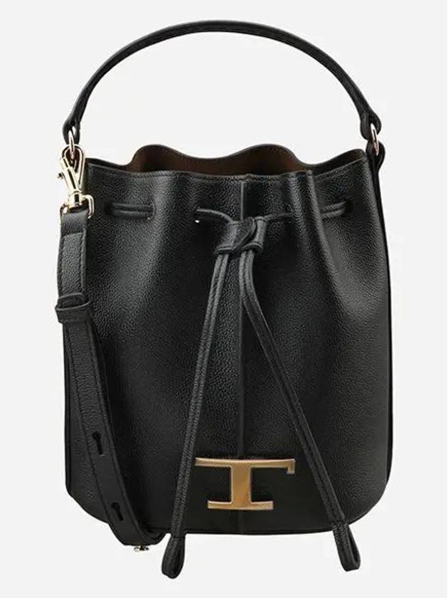 T Timeless Leather Micro Logo Bucket Bag Black - TOD'S - BALAAN 2