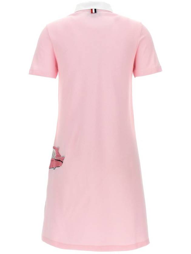 car applique short sleeve mini PK dress light pink - THOM BROWNE - BALAAN 3