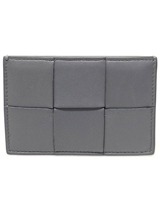 649597 Gray Calfskin Intrecciato Card Holder - BOTTEGA VENETA - BALAAN 1