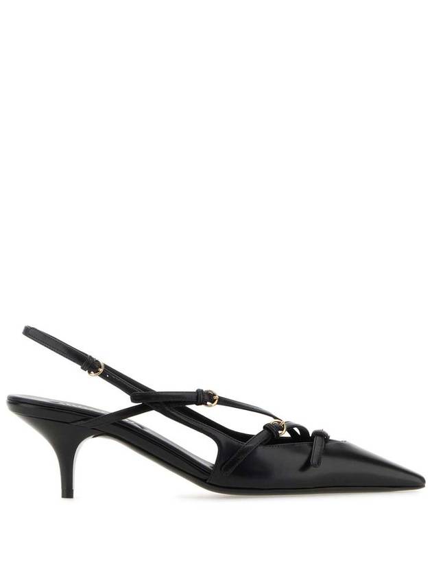 buckle detail leather slingback heel black - MIU MIU - BALAAN 2