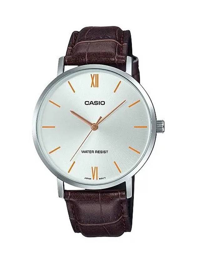 Men's Leather Wrist Watch MTPVT01L7B2 - CASIO - BALAAN 1