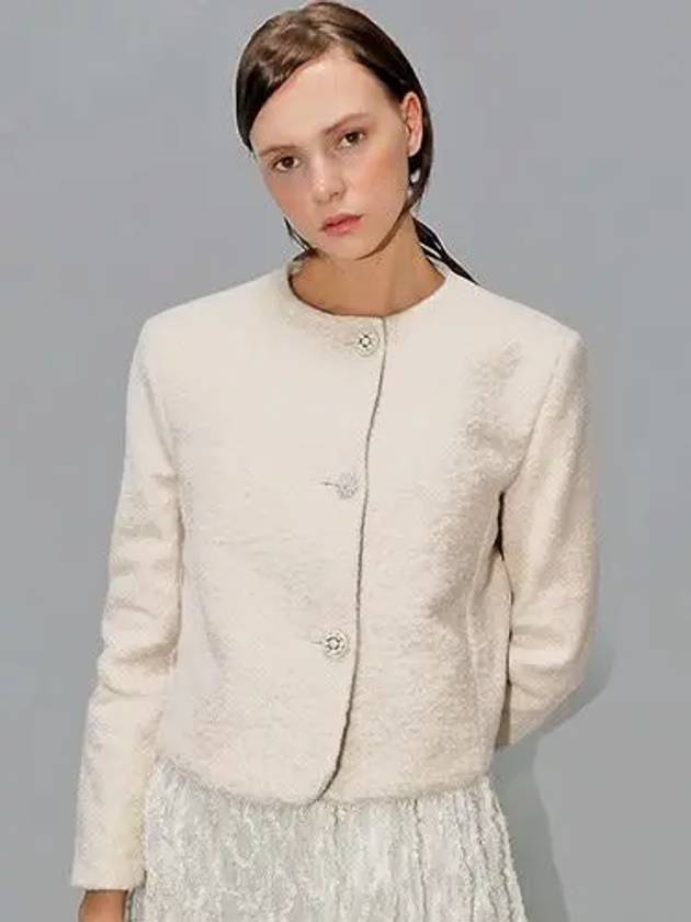 Curling Wool Round Neck Jacket Ivory - DAMAGE MNEMONIC - BALAAN 2