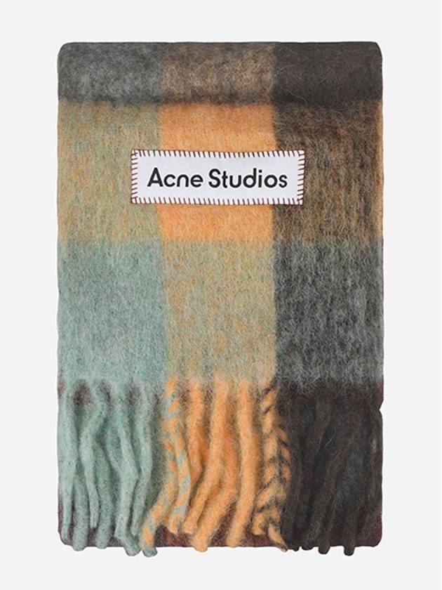 Check Mohair Muffler Chestnut Brown Yellow Green - ACNE STUDIOS - BALAAN 2