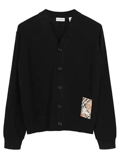 Kids Check Label Wool Cardigan Black - BURBERRY - BALAAN 2