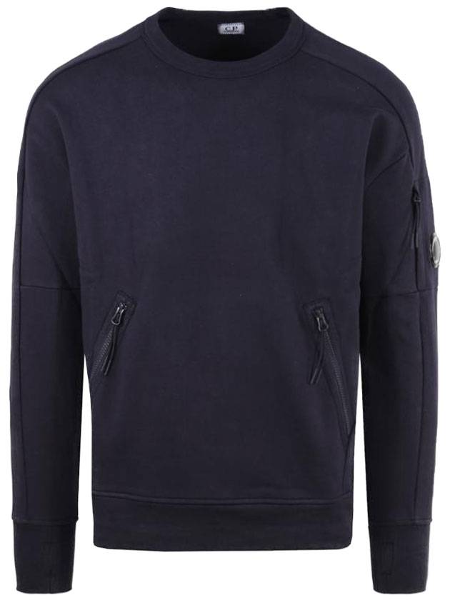 Men's Diagonal Lens Wappen Crew Neck Sweatshirt Navy - CP COMPANY - BALAAN 1