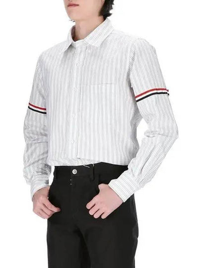 Stripe Oxford Armband Long Sleeve Shirt Grey - THOM BROWNE - BALAAN 2