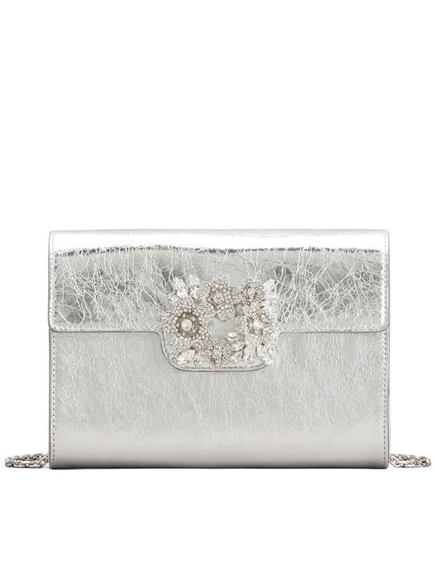 Efflorescence Mini Leather Clutch Bag Silver - ROGER VIVIER - BALAAN 1