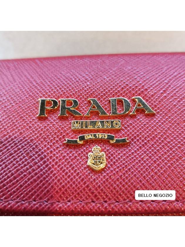 Saffiano Metal Logo Half Wallet Red - PRADA - BALAAN 3