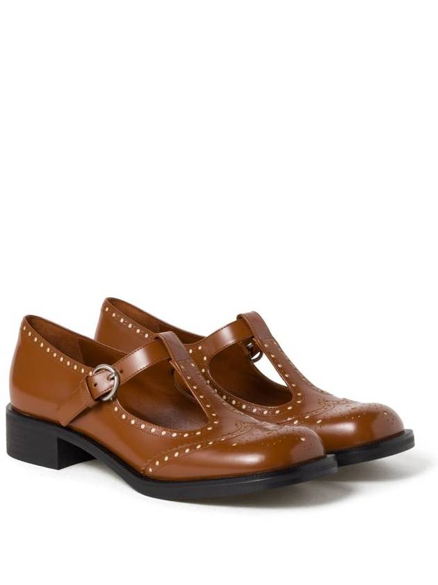 Miu Miu Brushed Leather T-Strap Brogue Shoes - MIU MIU - BALAAN 2