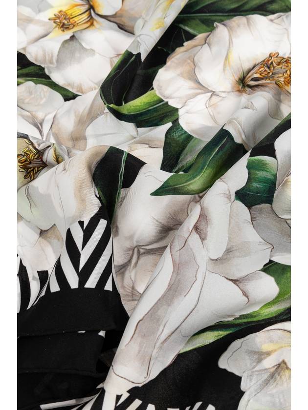 Dolce & Gabbana Silk Scarf With Floral Motif, Women's, Black - DOLCE&GABBANA - BALAAN 3