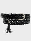 Tassel weaving leather belt black - NOIRER FOR WOMEN - BALAAN 1