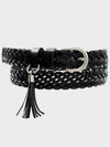 Tassel weaving leather belt black - NOIRER FOR WOMEN - BALAAN 2